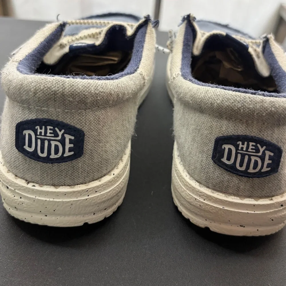 Hey Dude Kids Youth 2 Wally Tri Varsity Loafers Navy Gray 40416-410 Moccasin